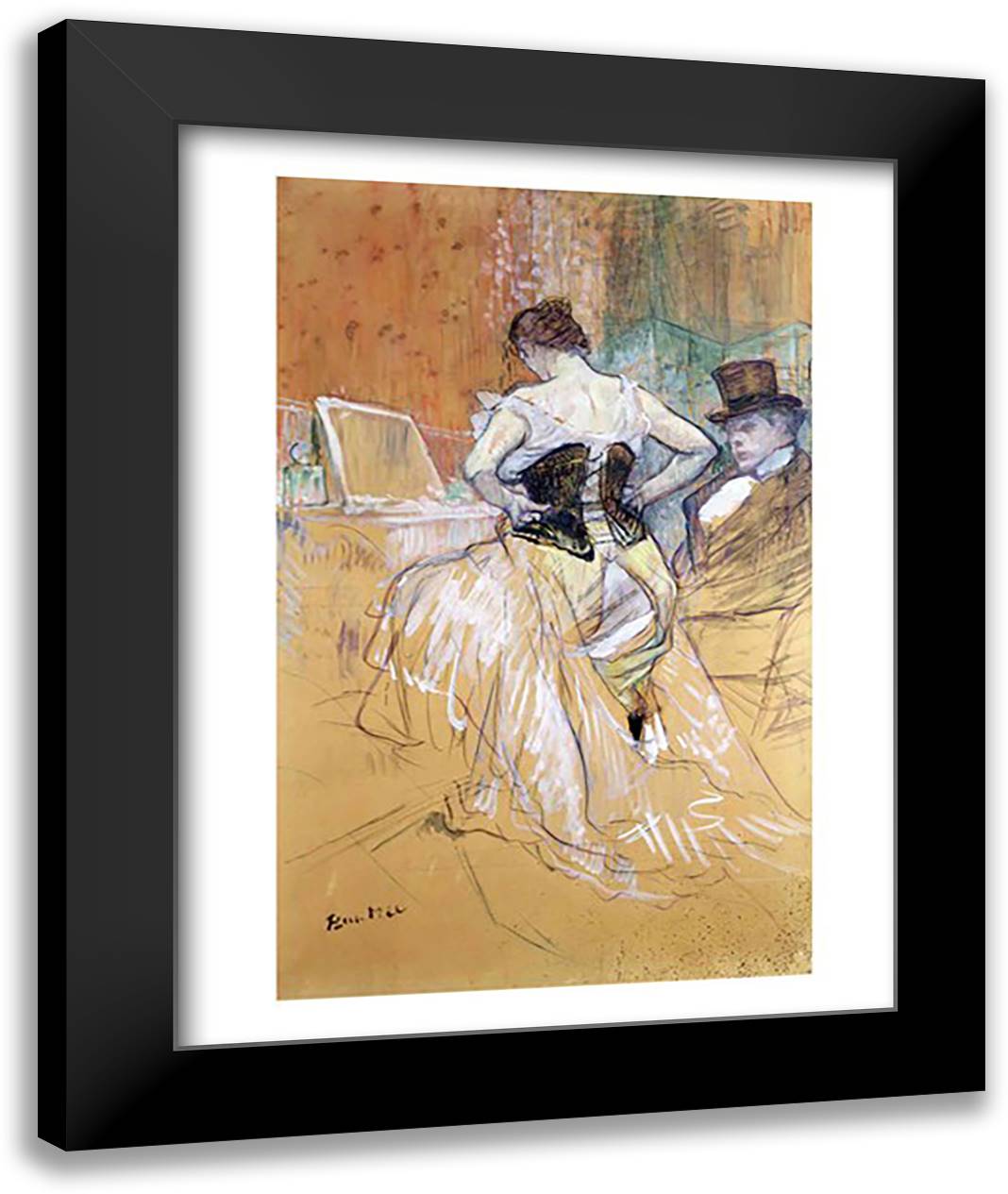 Woman at her Toilet, study for 'Elles', c.1896 22x28 Black Modern Wood Framed Art Print Poster by Toulouse-Lautrec, Henri de