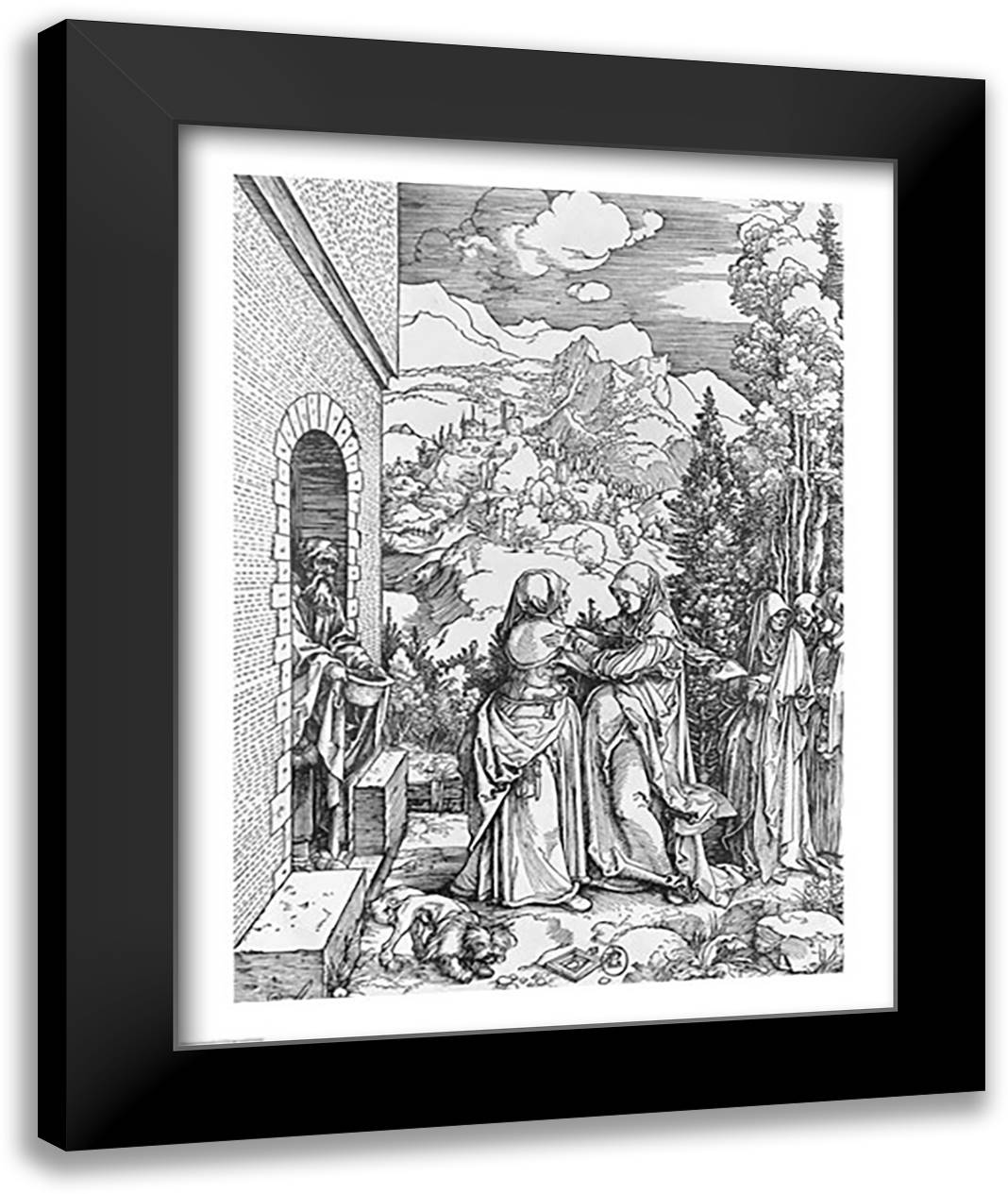 The Visitation, from the 'Life of the Virgin' series, c.1503 22x28 Black Modern Wood Framed Art Print Poster by Durer, Albrecht