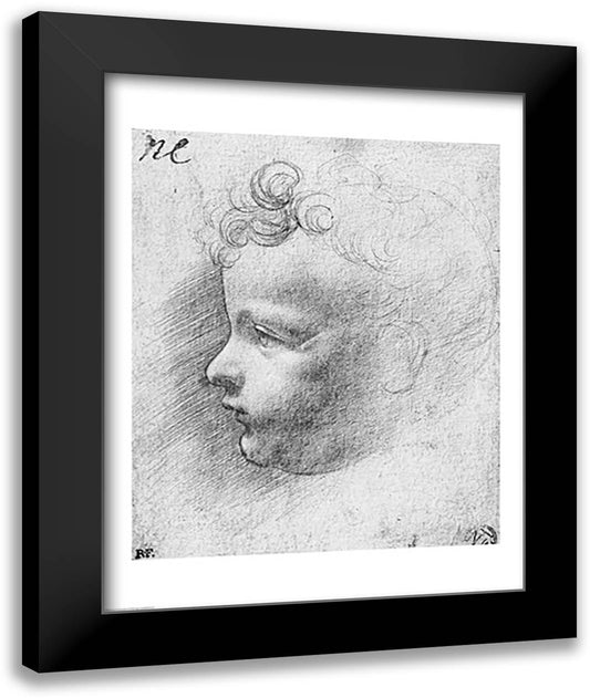 Head of a child 22x28 Black Modern Wood Framed Art Print Poster by da Vinci, Leonardo