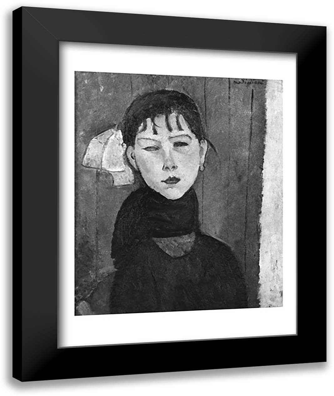 Marie, young woman of the people 22x28 Black Modern Wood Framed Art Print Poster by Modigliani, Amedeo