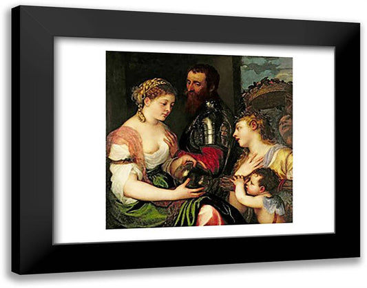 Allegory of Married Life 28x22 Black Modern Wood Framed Art Print Poster by Titian