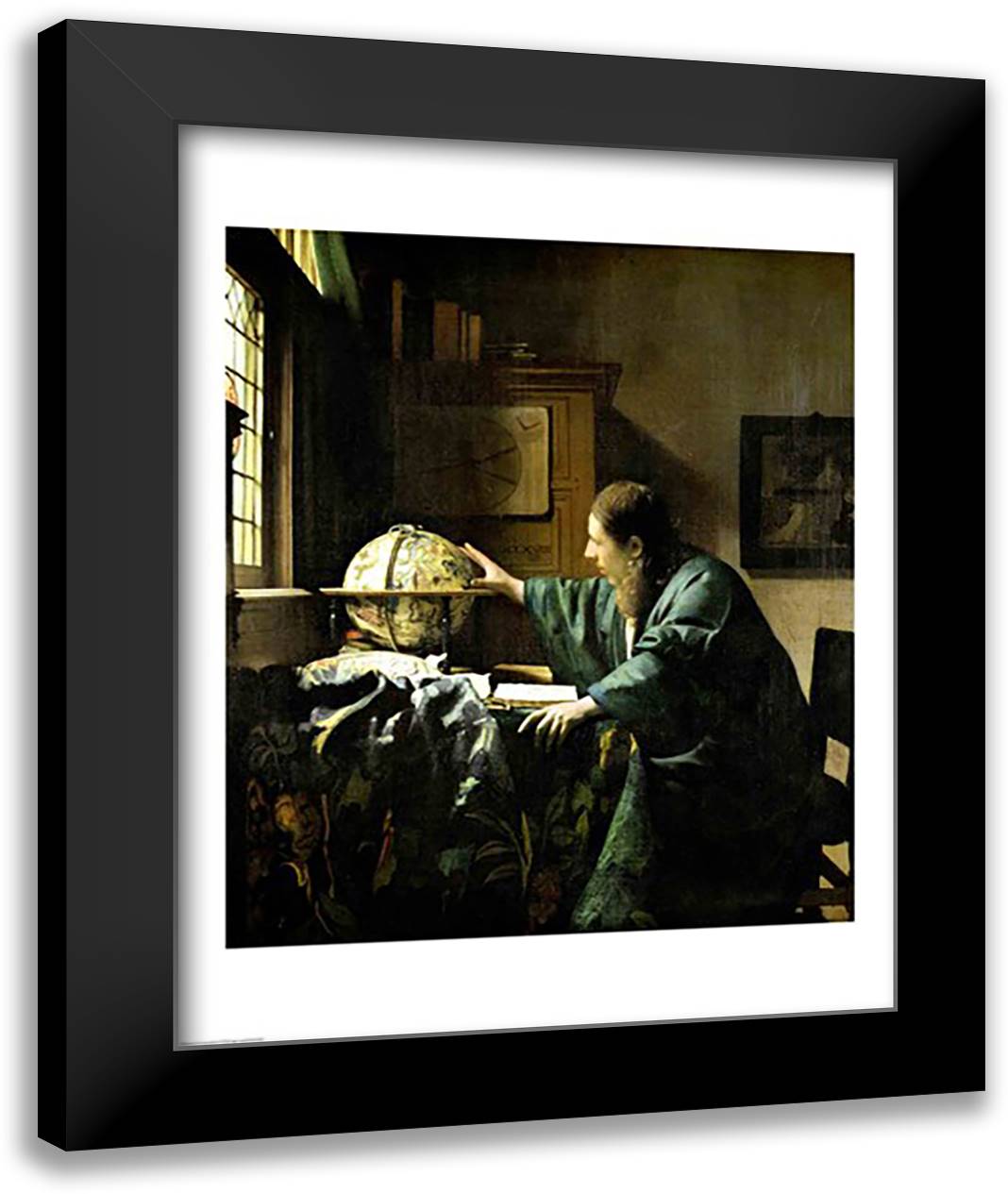 The Astronomer, 1668 22x28 Black Modern Wood Framed Art Print Poster by Vermeer, Johannes