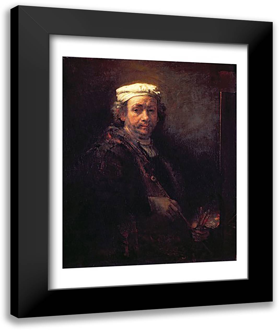 Portrait of the Artist at his Easel, 1660 22x28 Black Modern Wood Framed Art Print Poster by Rembrandt