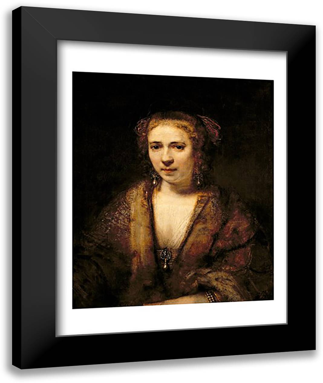 Portrait of Hendrikje Stoffels 22x28 Black Modern Wood Framed Art Print Poster by Rembrandt