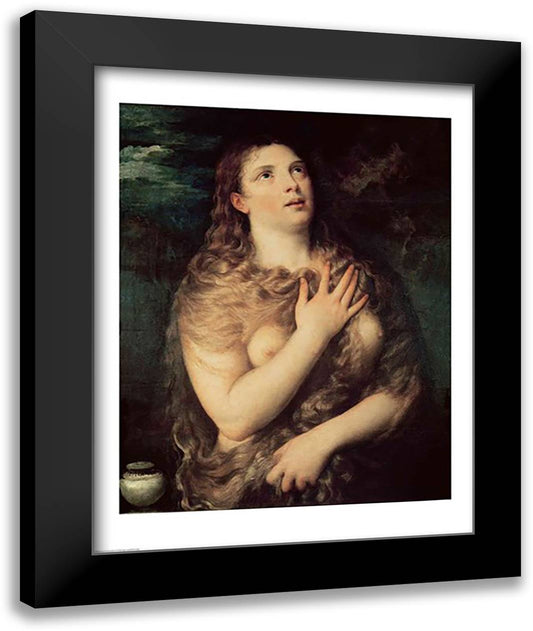 Mary Magdalene 22x28 Black Modern Wood Framed Art Print Poster by Titian