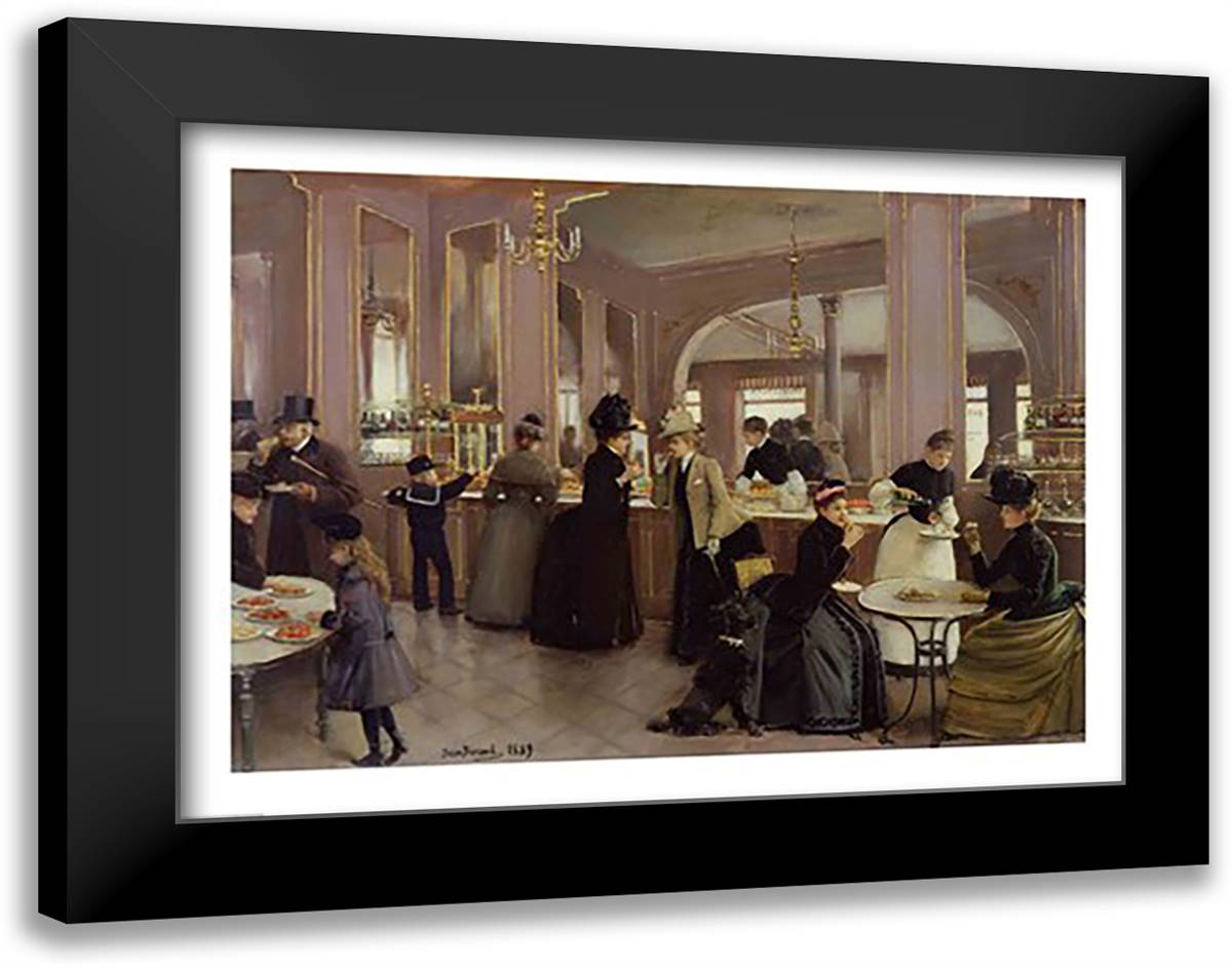 La Patisserie Gloppe 28x22 Black Modern Wood Framed Art Print Poster by Beraud, Jean