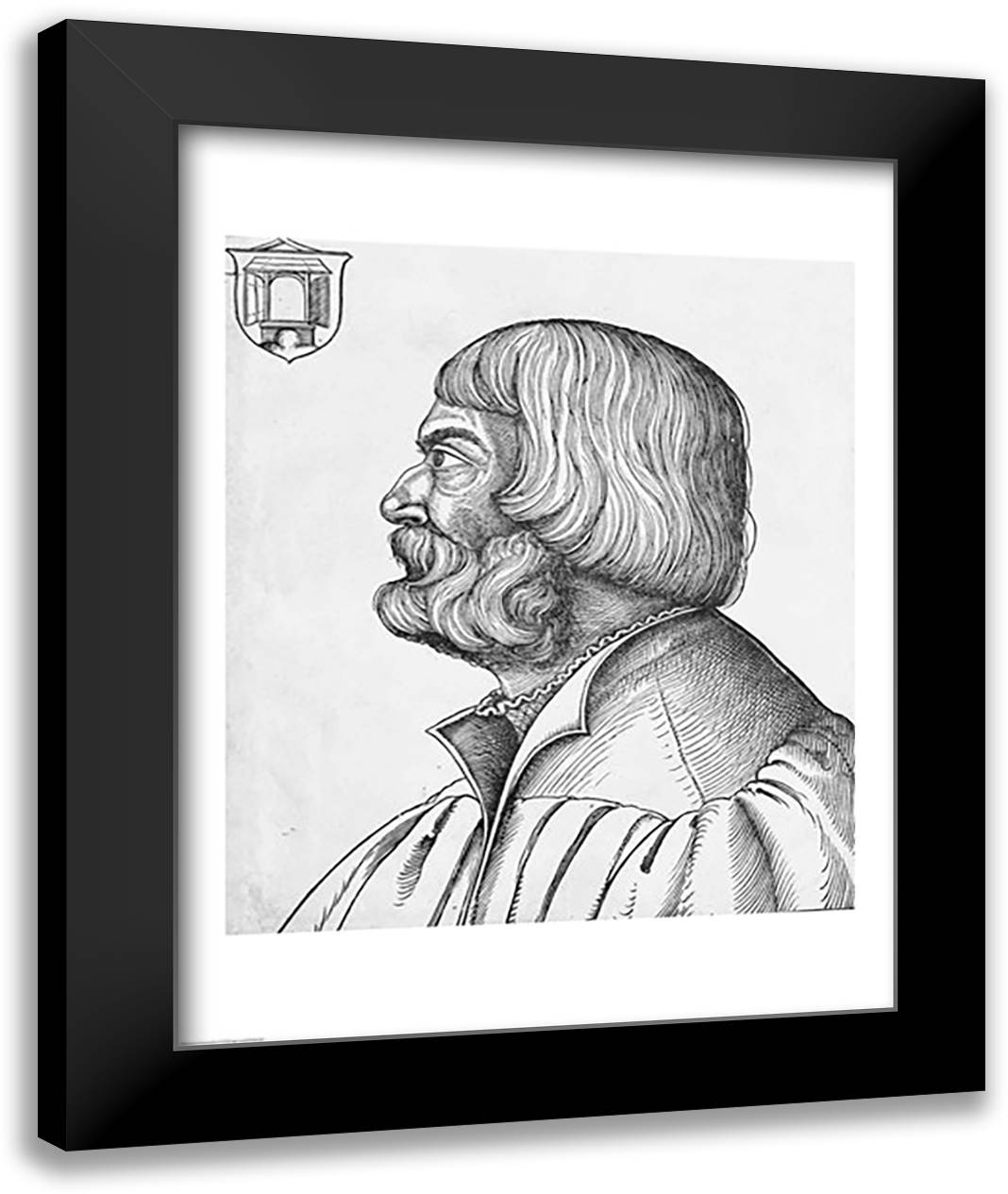 Self portrait, 1527 22x28 Black Modern Wood Framed Art Print Poster by Durer, Albrecht