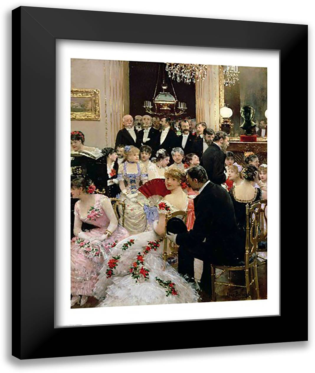 The Soiree 22x28 Black Modern Wood Framed Art Print Poster by Beraud, Jean
