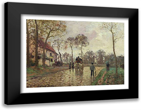 The Coach to Louveciennes, 1870 28x22 Black Modern Wood Framed Art Print Poster by Pissarro, Camille