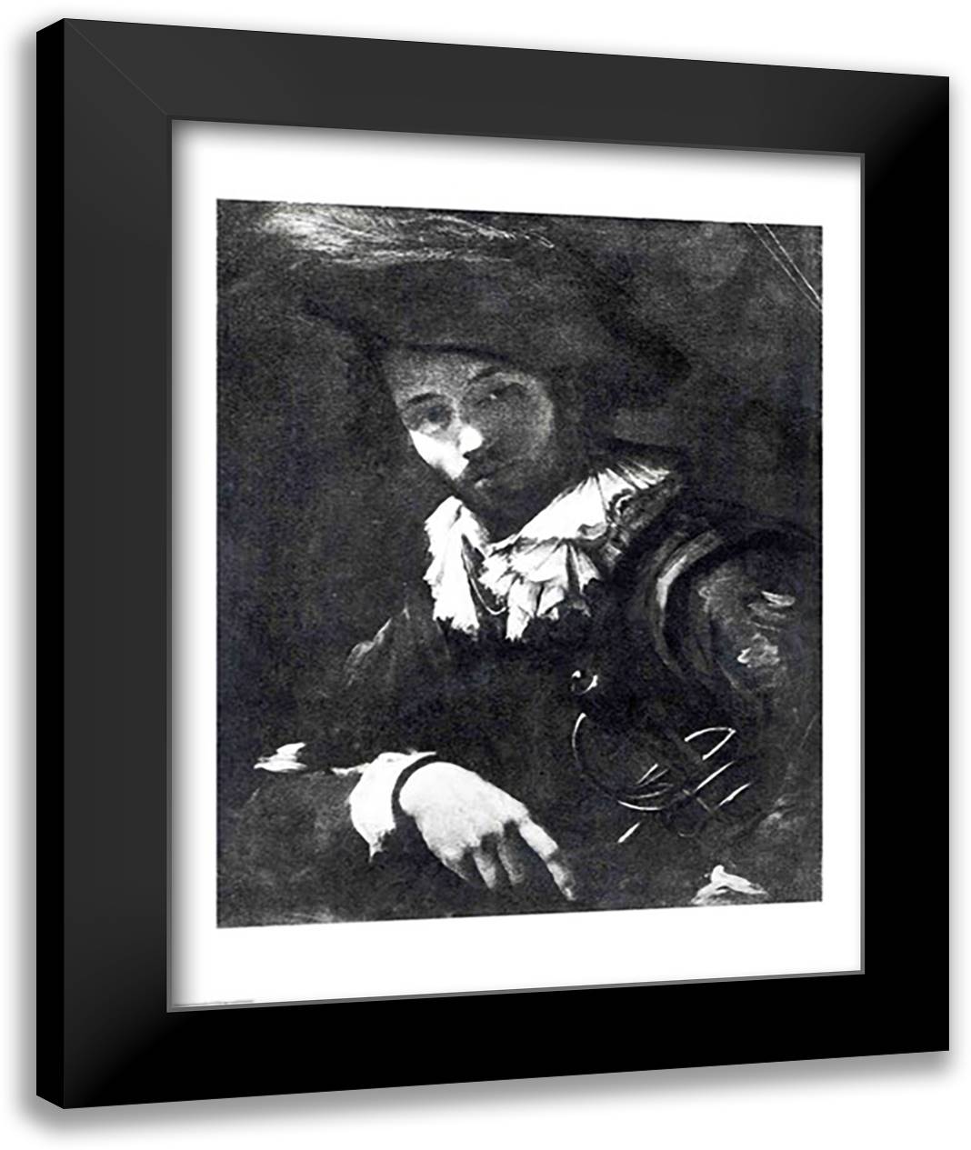 Self-portrait 22x28 Black Modern Wood Framed Art Print Poster by Caravaggio