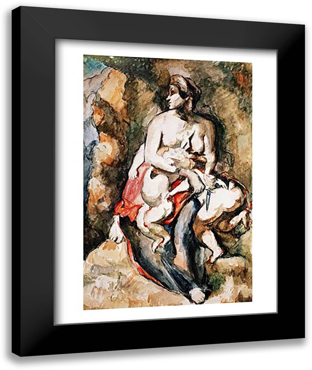 Medea, 1880 22x28 Black Modern Wood Framed Art Print Poster by Cezanne, Paul