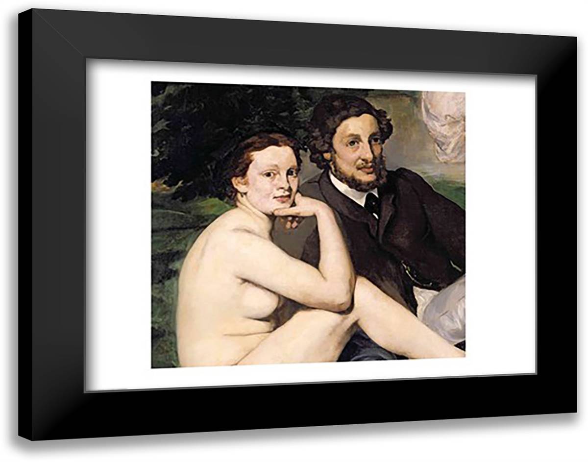 Dejeuner sur l'Herbe, 1863, detail 28x22 Black Modern Wood Framed Art Print Poster by Manet, Edouard