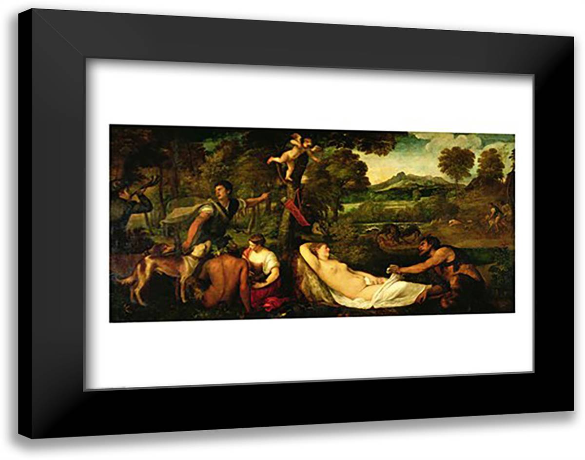 Pardo Venus 28x22 Black Modern Wood Framed Art Print Poster by Titian