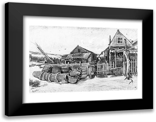 The fish drying barn at Scheveningen, c.1882 28x22 Black Modern Wood Framed Art Print Poster by Van Gogh, Vincent