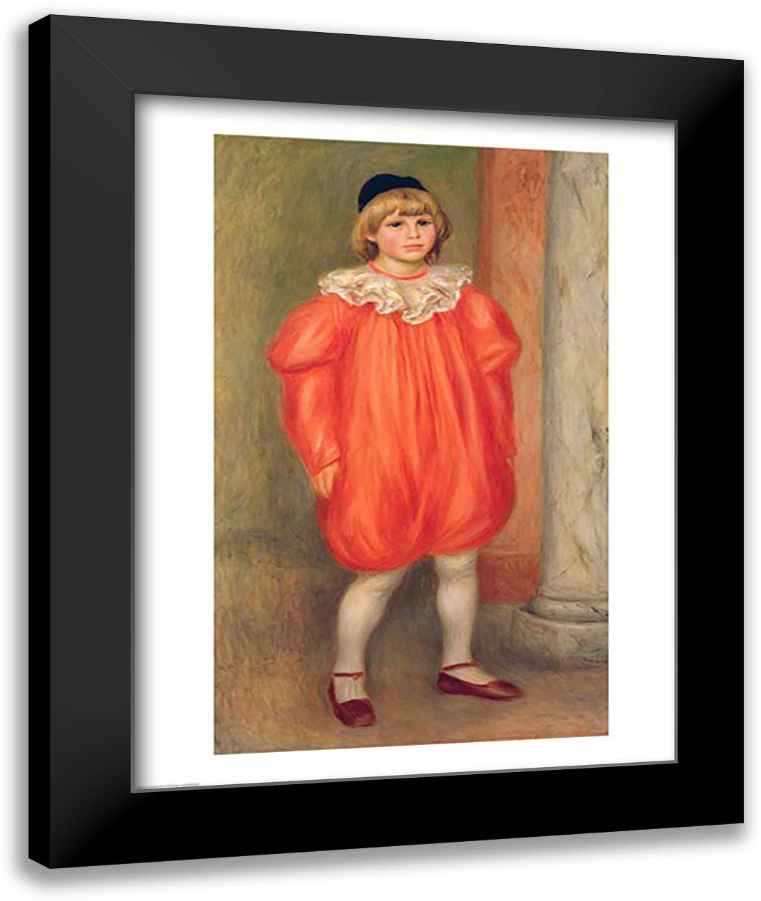 Claude Renoir in a clown costume, 1909 22x28 Black Modern Wood Framed Art Print Poster by Renoir, Pierre-Auguste