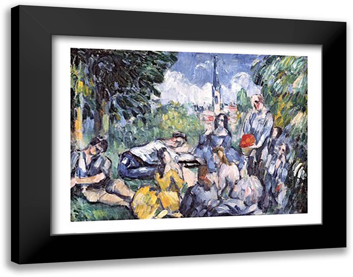 Dejeuner sur l'herbe, 1876-77 28x22 Black Modern Wood Framed Art Print Poster by Cezanne, Paul