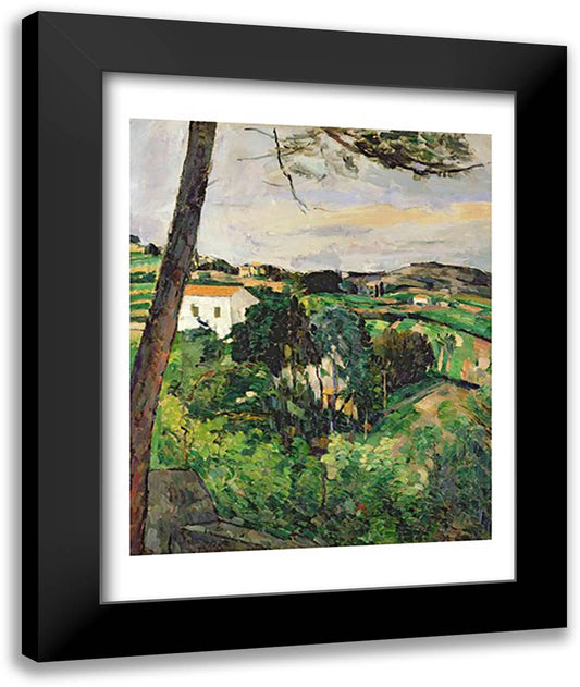 Landscape with red roof or The pine at the Estaque, 1875-76 22x28 Black Modern Wood Framed Art Print Poster by Cezanne, Paul