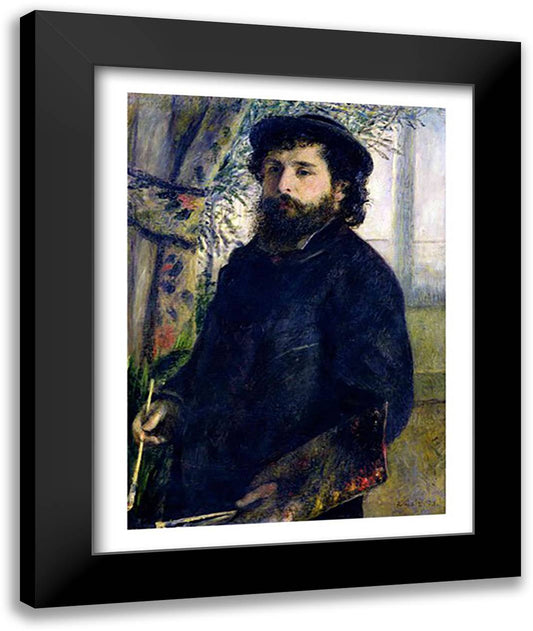 Portrait of Claude Monet 22x28 Black Modern Wood Framed Art Print Poster by Renoir, Pierre-Auguste