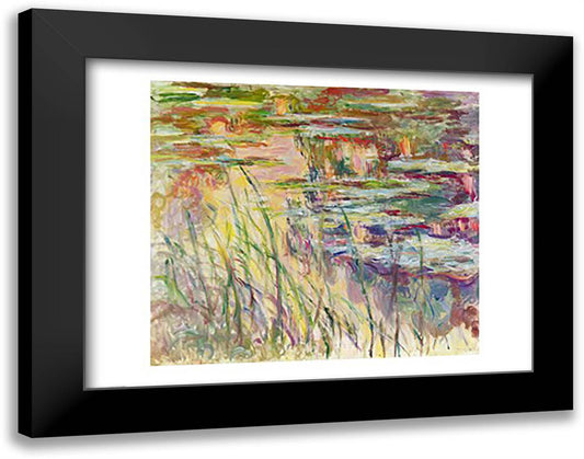 Reflections on the Water, 1917 28x22 Black Modern Wood Framed Art Print Poster by Monet, Claude