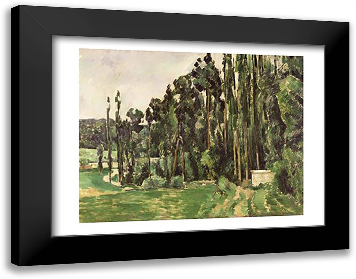 The Poplars 28x22 Black Modern Wood Framed Art Print Poster by Cezanne, Paul