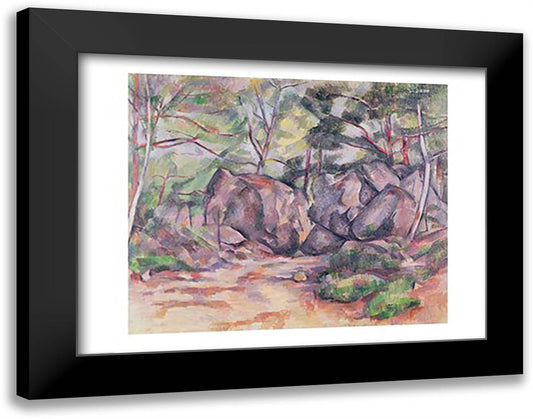 Woodland with Boulders, 1893 28x22 Black Modern Wood Framed Art Print Poster by Cezanne, Paul