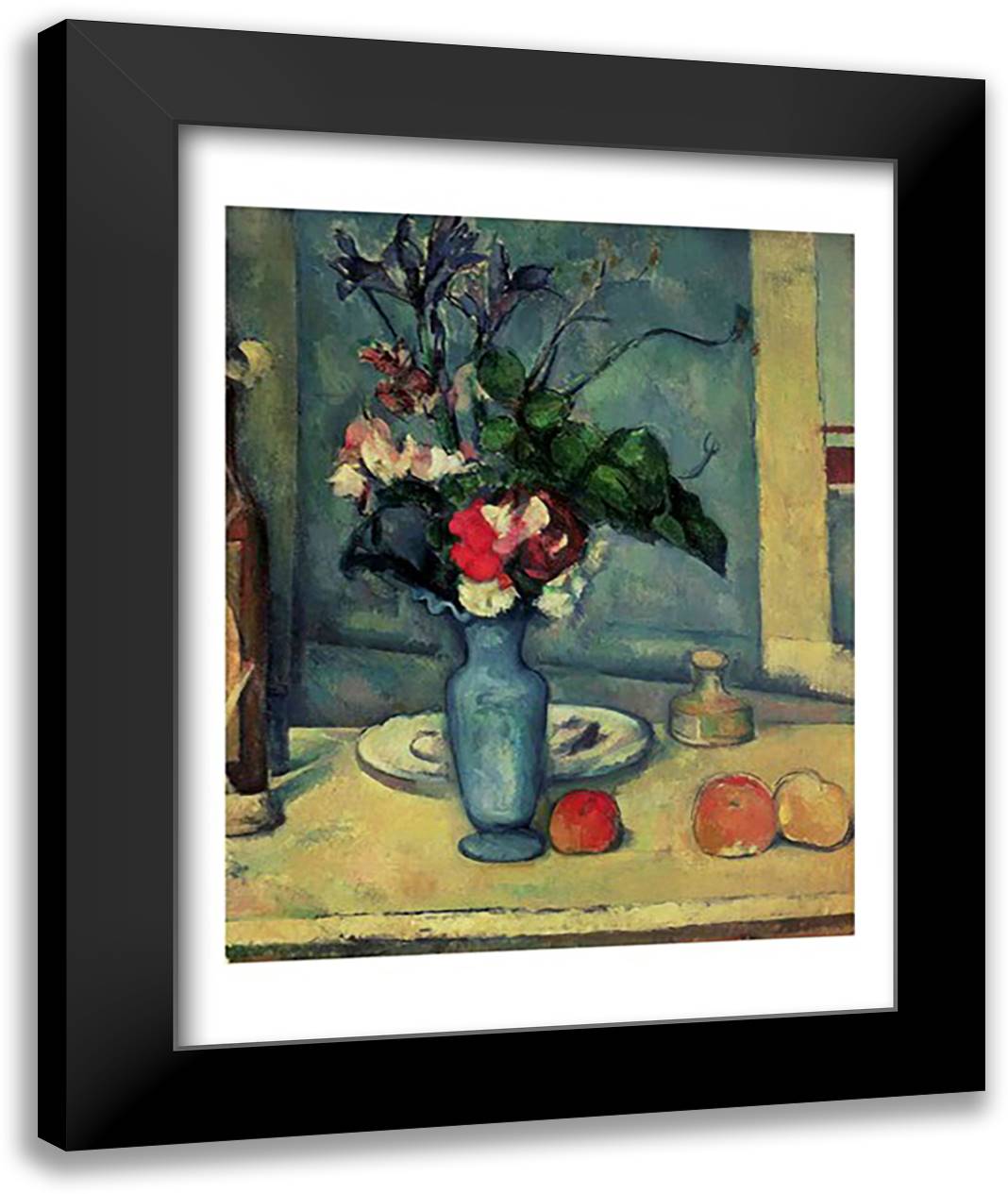 The Blue Vase 22x28 Black Modern Wood Framed Art Print Poster by Cezanne, Paul