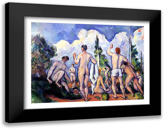 The Bathers 28x22 Black Modern Wood Framed Art Print Poster by Cezanne, Paul