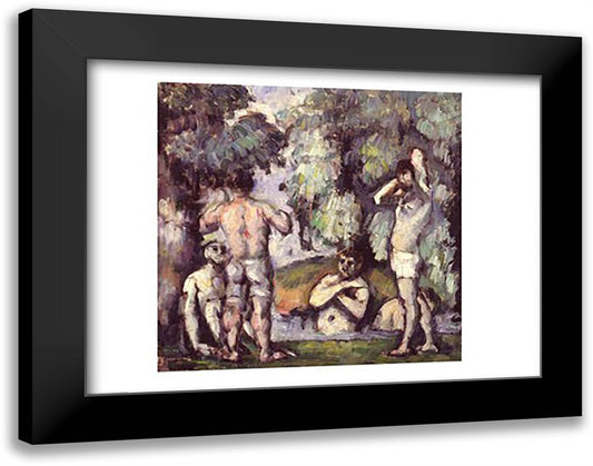 The Five Bathers 28x22 Black Modern Wood Framed Art Print Poster by Cezanne, Paul