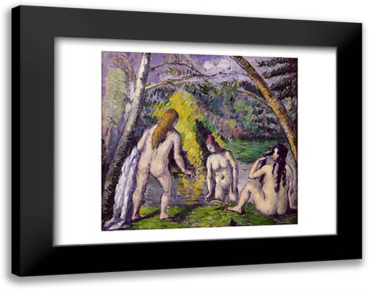 The Three Bathers 28x22 Black Modern Wood Framed Art Print Poster by Cezanne, Paul