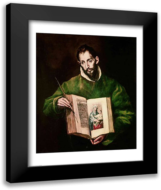 St. Luke 22x28 Black Modern Wood Framed Art Print Poster by El Greco