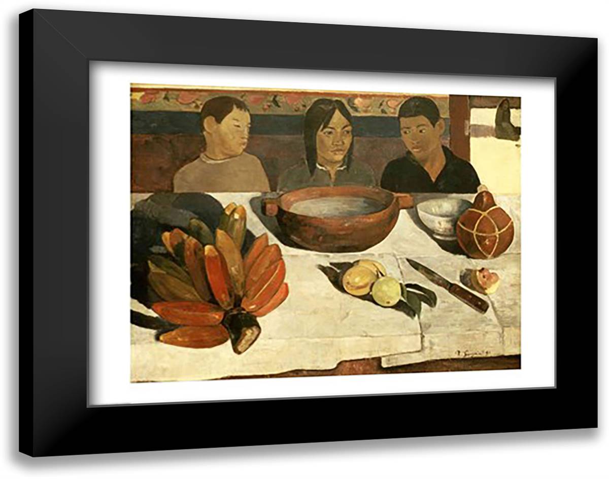The Meal (The Bananas), 1891 28x22 Black Modern Wood Framed Art Print Poster by Gauguin, Paul