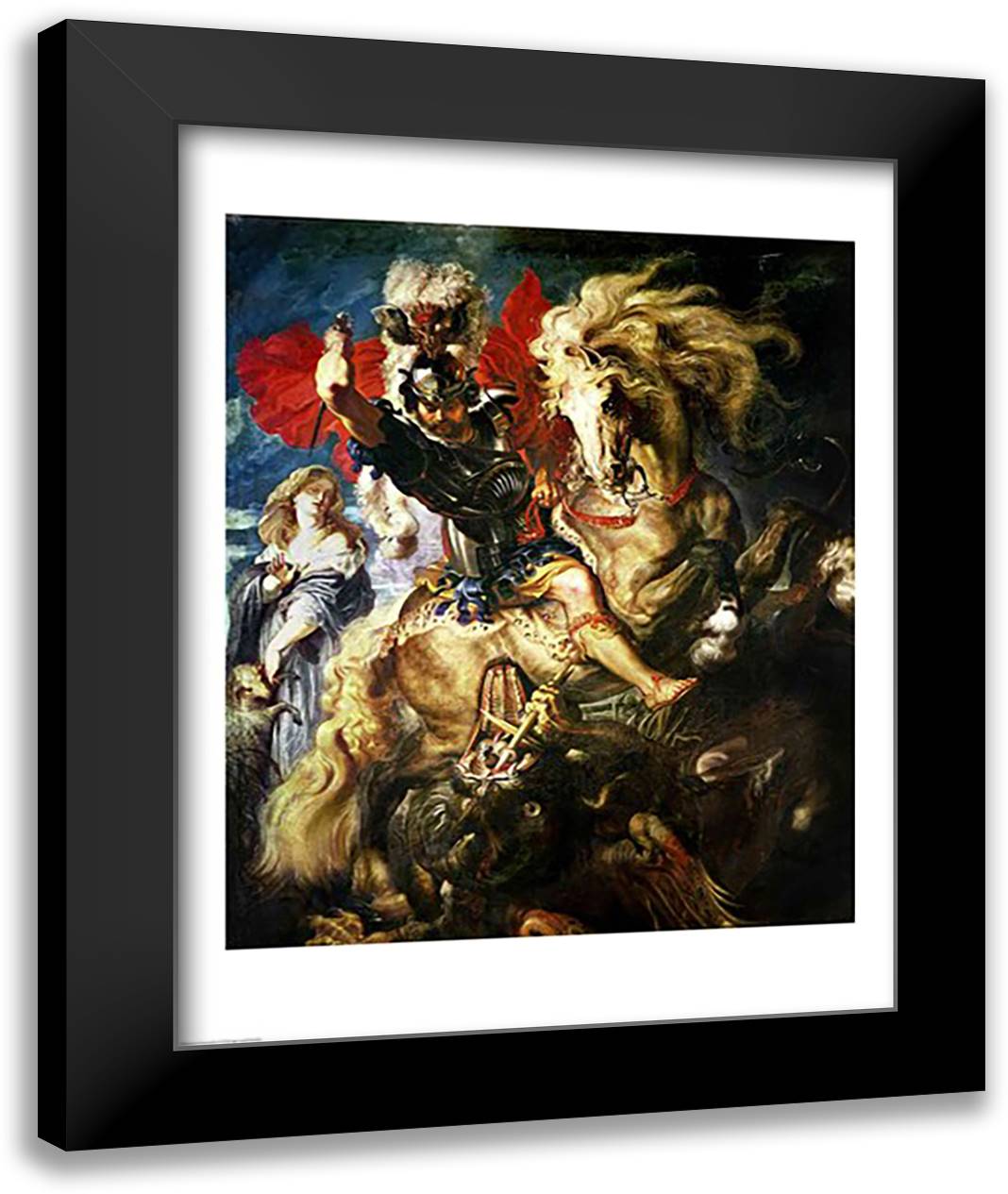 St. George and the Dragon, c.1606 22x28 Black Modern Wood Framed Art Print Poster by Rubens, Peter Paul