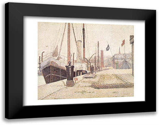 La Maria at Honfleur, 1886 28x22 Black Modern Wood Framed Art Print Poster by Seurat, Georges