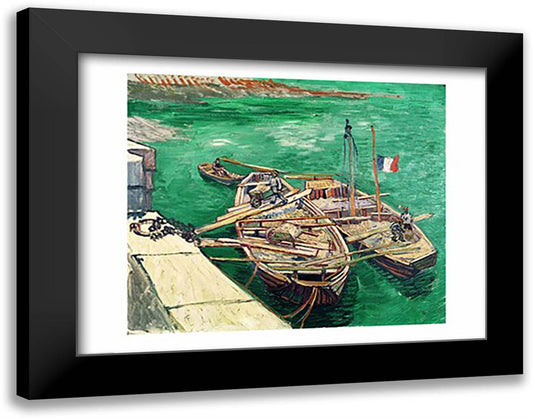 Landing Stage with Boats, 1888 28x22 Black Modern Wood Framed Art Print Poster by Van Gogh, Vincent