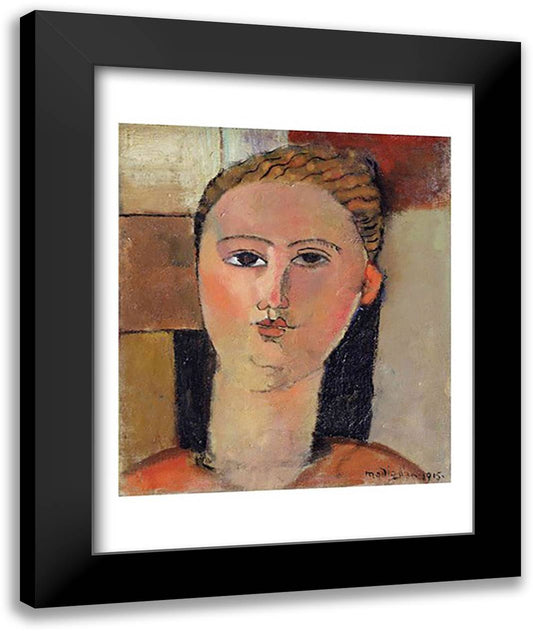 Girl with red hair, 1915 22x28 Black Modern Wood Framed Art Print Poster by Modigliani, Amedeo