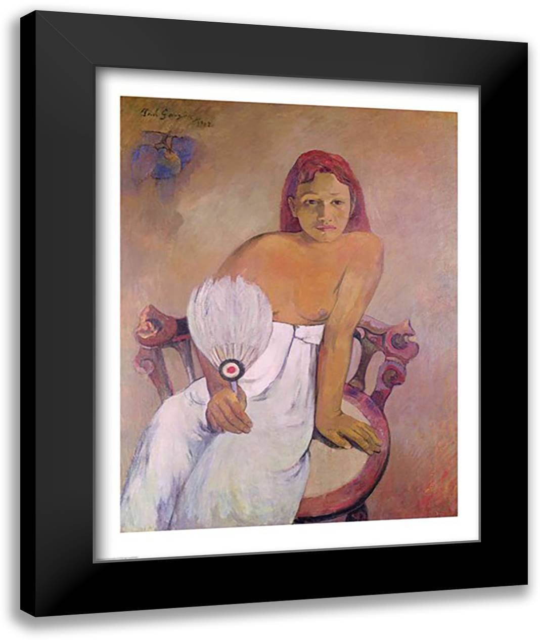Girl with fan, 1902 22x28 Black Modern Wood Framed Art Print Poster by Gauguin, Paul