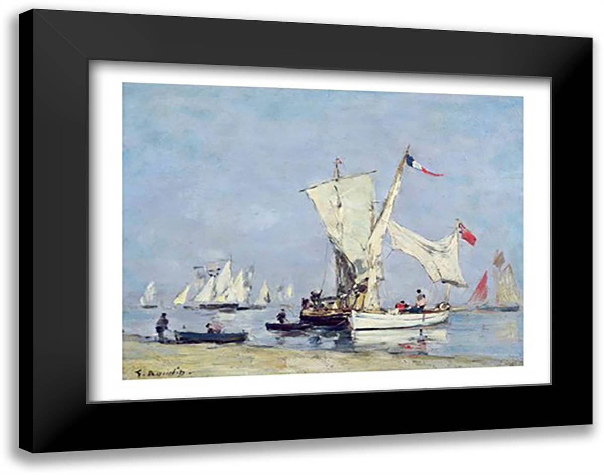 Sailing Boats, c.1869 28x22 Black Modern Wood Framed Art Print Poster by Boudin, Eugene Louis