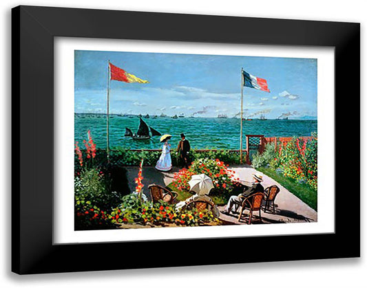 The Terrace at Sainte-Adresse, 1867 28x22 Black Modern Wood Framed Art Print Poster by Monet, Claude
