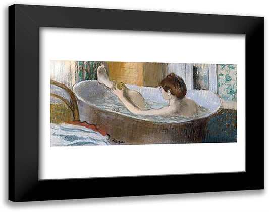 Woman in her Bath, Sponging her Leg, c.1883 28x22 Black Modern Wood Framed Art Print Poster by Degas, Edgar