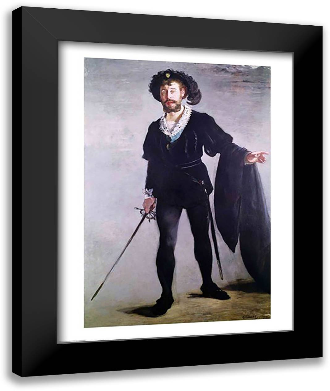 Jean Baptiste Faur 22x28 Black Modern Wood Framed Art Print Poster by Manet, Edouard
