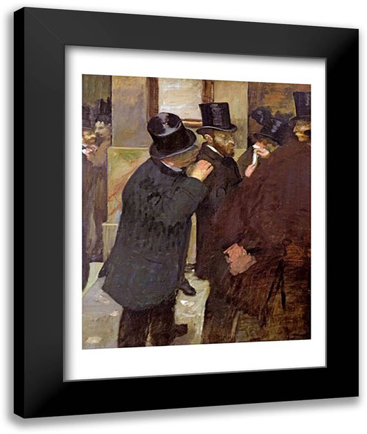 At the Stock Exchange 22x28 Black Modern Wood Framed Art Print Poster by Degas, Edgar