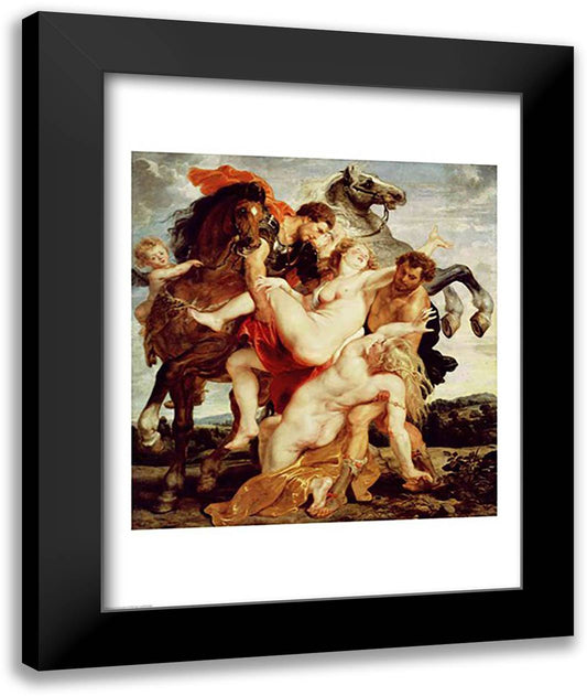 Rape of the Daughters of Leucippus 22x28 Black Modern Wood Framed Art Print Poster by Rubens, Peter Paul