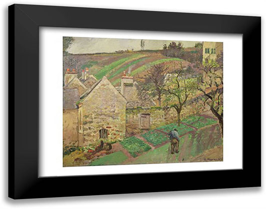Hillside of the Hermitage, Pontoise, 1873 28x22 Black Modern Wood Framed Art Print Poster by Pissarro, Camille