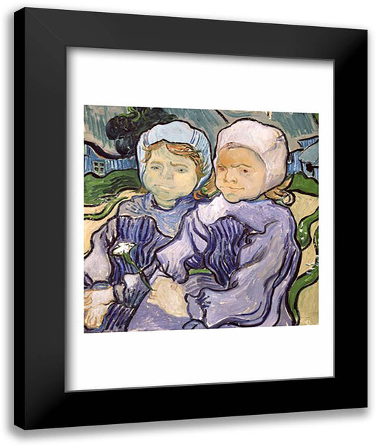 Two Little Girls, 1890 22x28 Black Modern Wood Framed Art Print Poster by Van Gogh, Vincent
