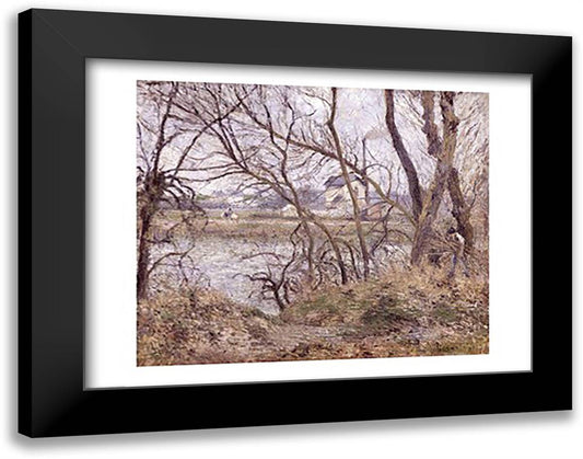 The Banks of the Oise, near Pontoise, Cloudy Weather, 1878 28x22 Black Modern Wood Framed Art Print Poster by Pissarro, Camille