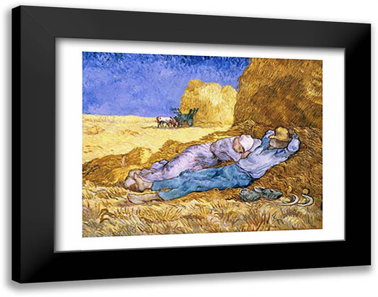 Noon, or The Siesta, after Millet, 1890 28x22 Black Modern Wood Framed Art Print Poster by Van Gogh, Vincent