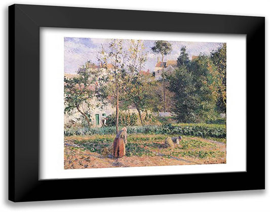 Vegetable Garden at the Hermitage, Pontoise, 1879 28x22 Black Modern Wood Framed Art Print Poster by Pissarro, Camille