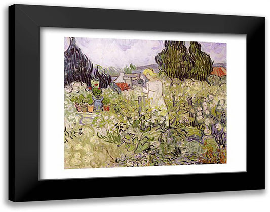 Mademoiselle Gachet in her garden at Auvers-sur-Oise 28x22 Black Modern Wood Framed Art Print Poster by Van Gogh, Vincent