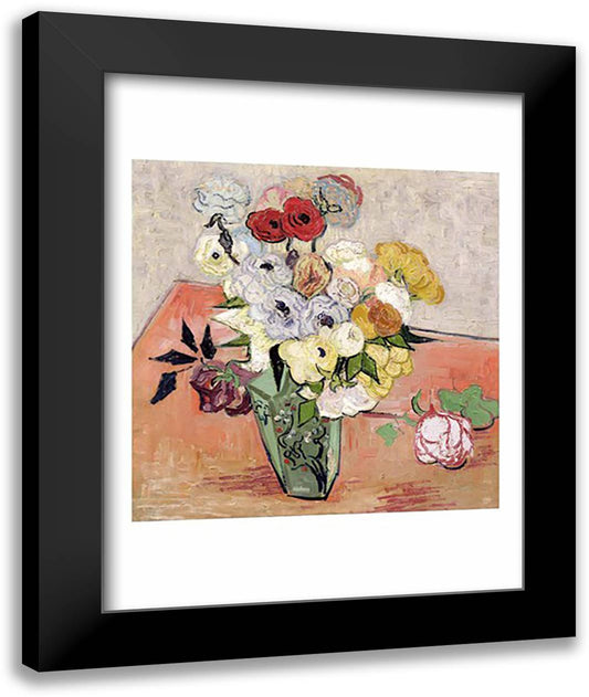 Roses and Anemones, 1890 22x28 Black Modern Wood Framed Art Print Poster by Van Gogh, Vincent