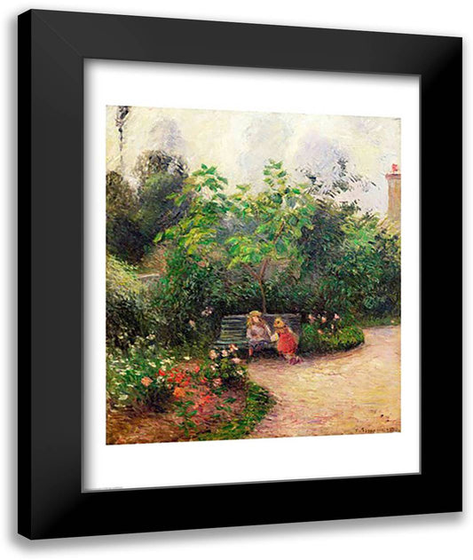 A Corner of the Garden at the Hermitage, Pontoise, 1877 22x28 Black Modern Wood Framed Art Print Poster by Pissarro, Camille